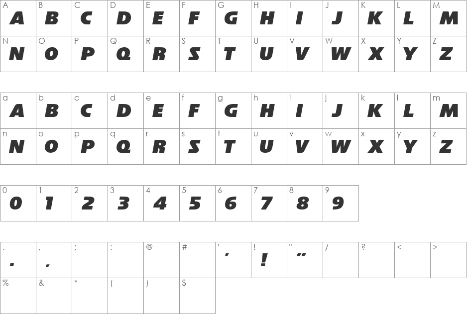 NFL Chiefs font character map preview