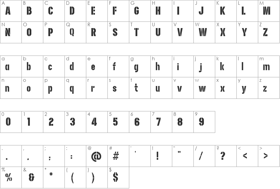 NFL Packers font character map preview