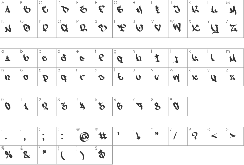 NfS MW font character map preview