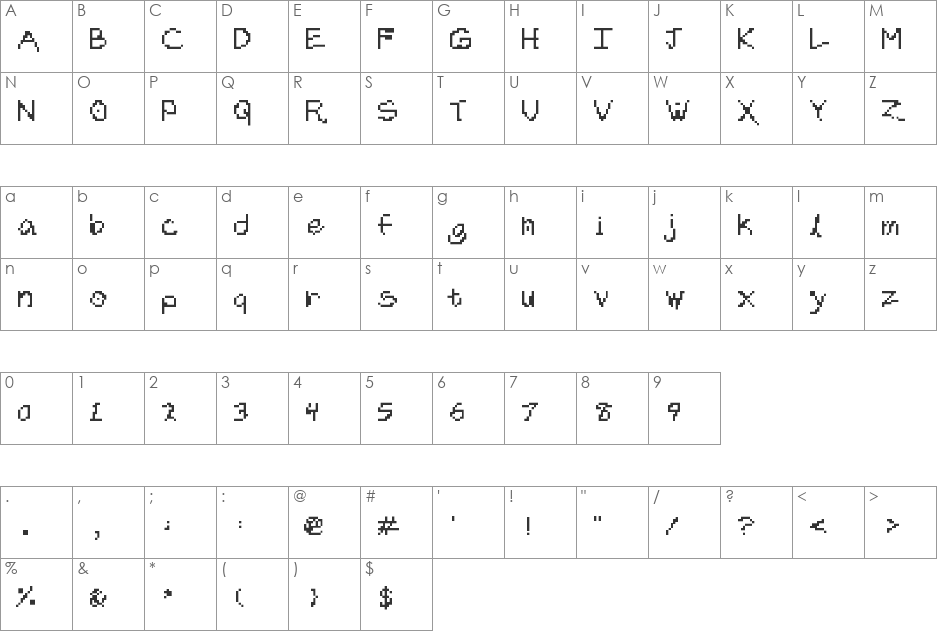 Ngathia font character map preview
