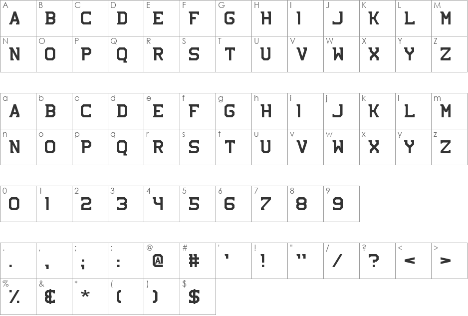 NHL Bruins font character map preview
