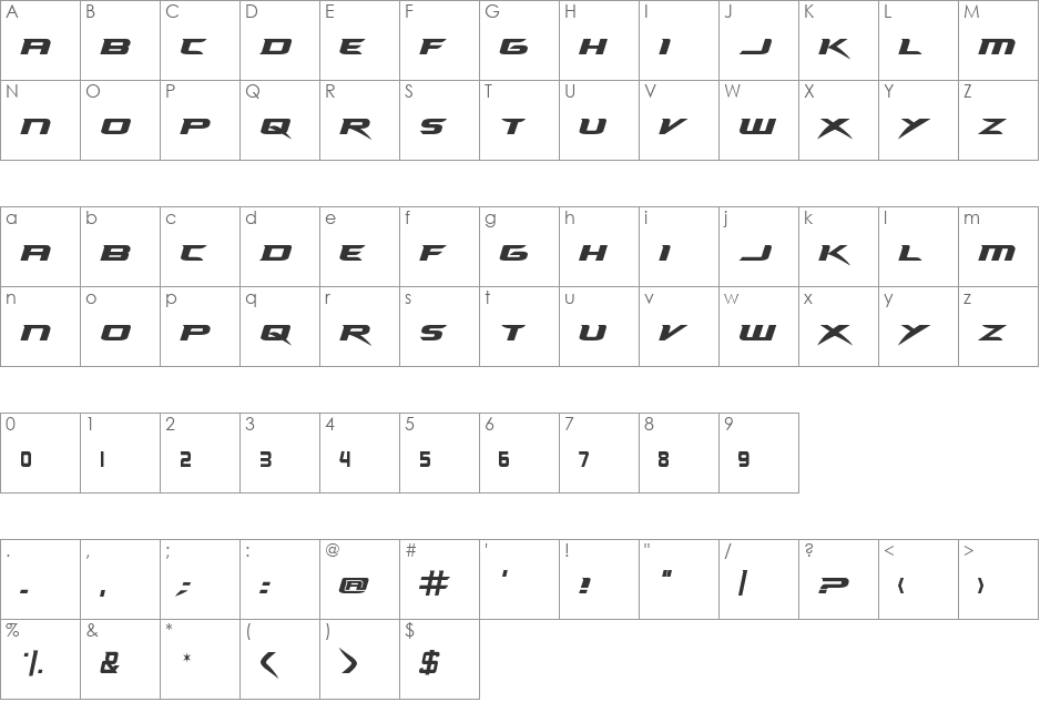 NHL Ducks font character map preview
