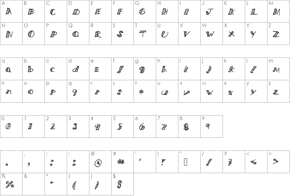 NicetoMeetYou font character map preview