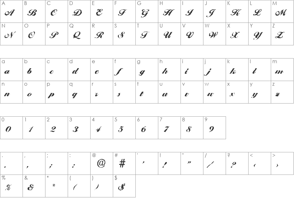 NicholasBeckerAntique-Black font character map preview