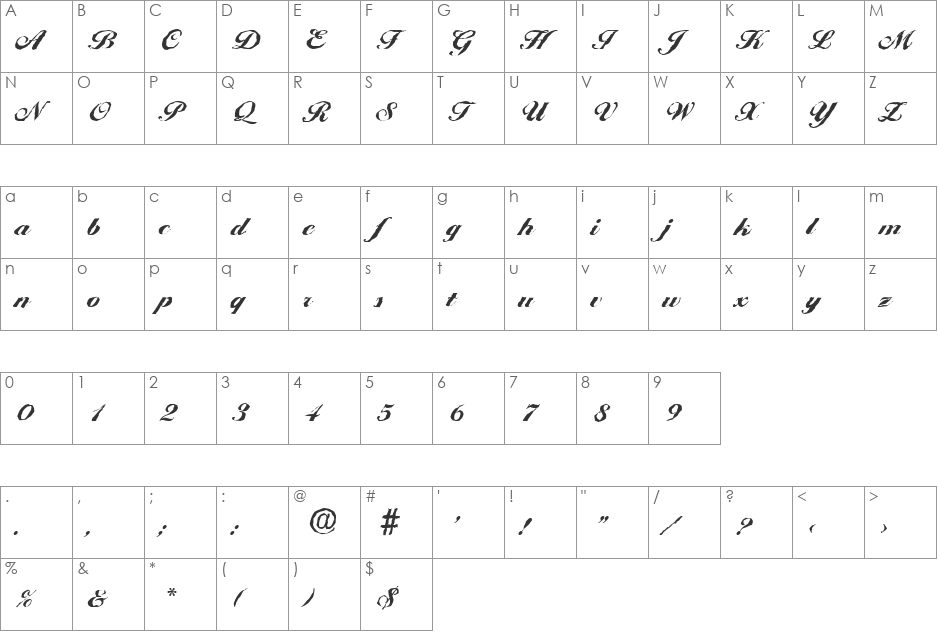 NicholasBeckerAntique-Heavy font character map preview
