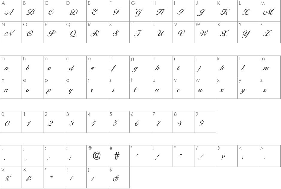 NicholasBeckerAntique-Medium font character map preview