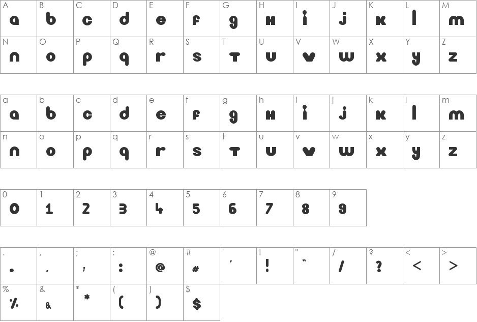 nickelodeon font character map preview