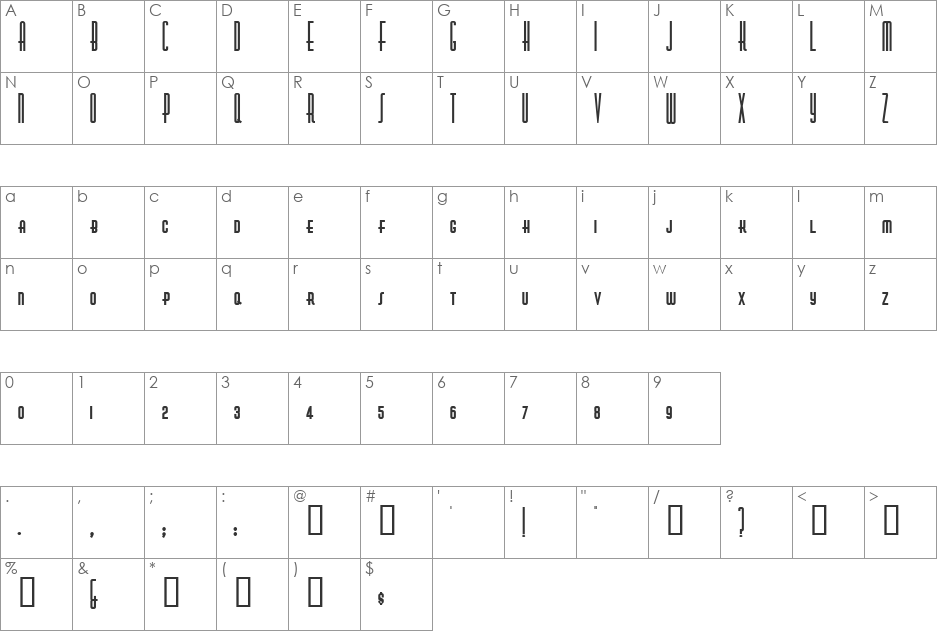 Nickodemus font character map preview