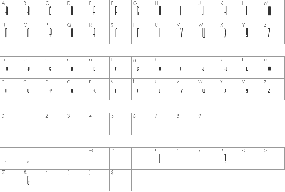 Nickodemus-Extremus font character map preview