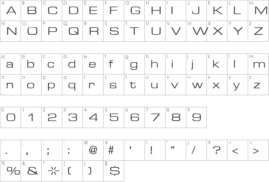 NicoleExtDB font character map preview