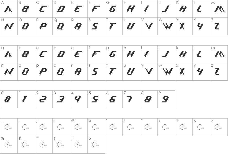 Nicomedia  font character map preview