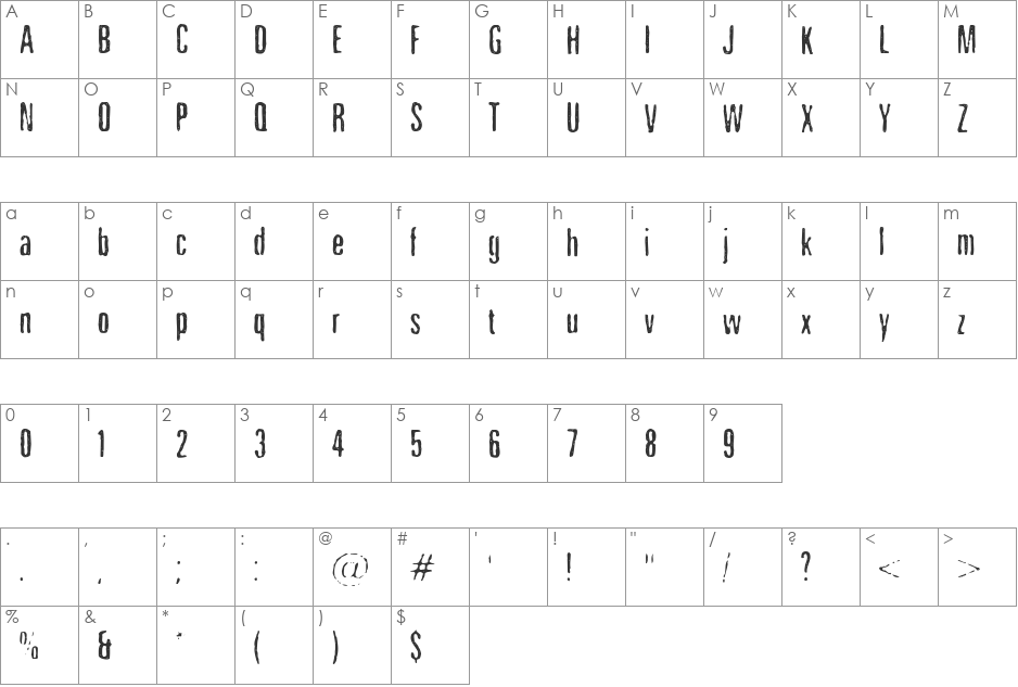 Nicotine Stains font character map preview