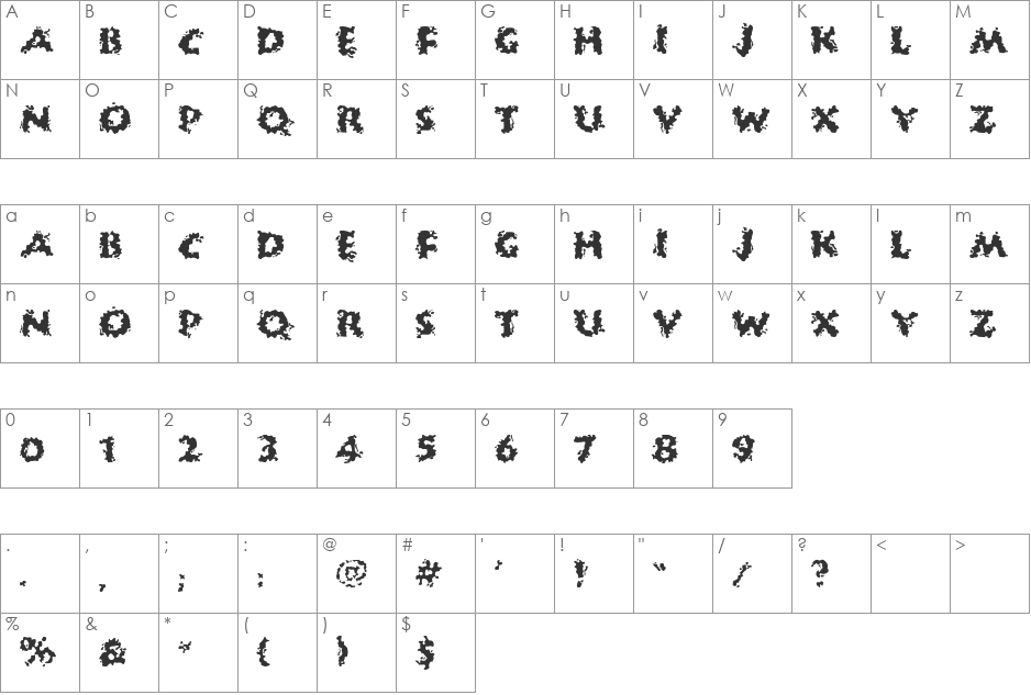 Night Killer font character map preview
