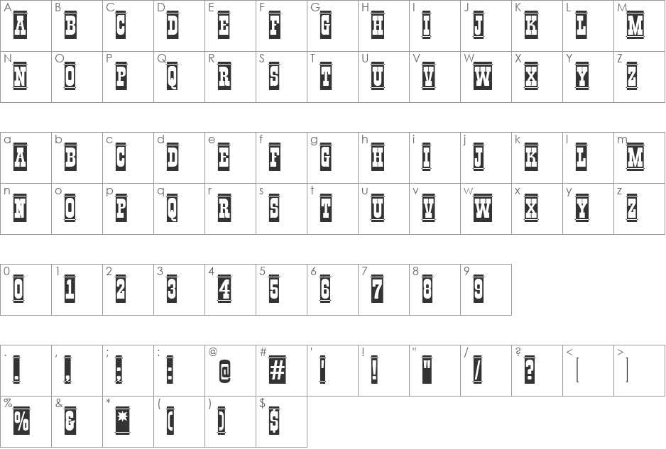 a_GildiaDcCm font character map preview
