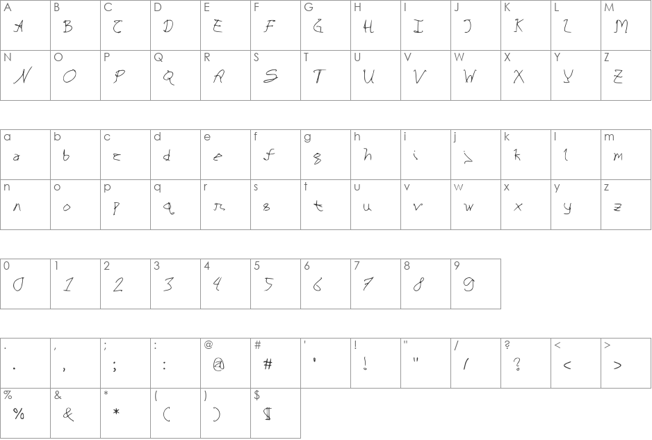 Nightingale Script font character map preview