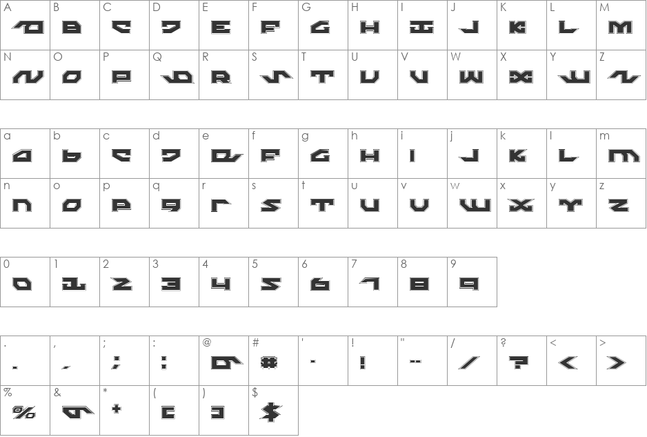 Nightrunner Pro font character map preview