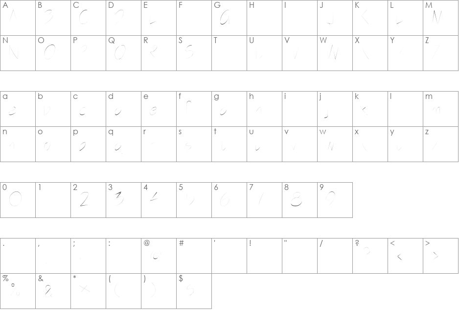 Nightshift 1 font character map preview