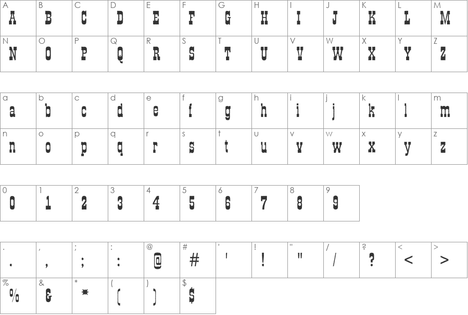 a_GildiaRough font character map preview