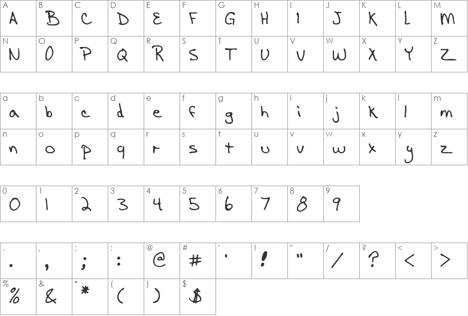 nigma_Scrawl_4_BRK font character map preview