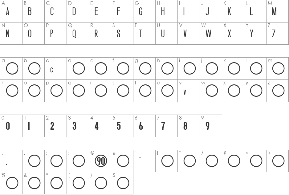 Nike Total 90 font character map preview