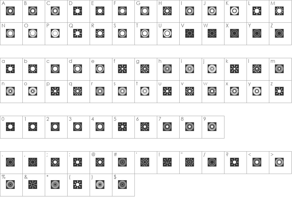 Nikkoo01 font character map preview