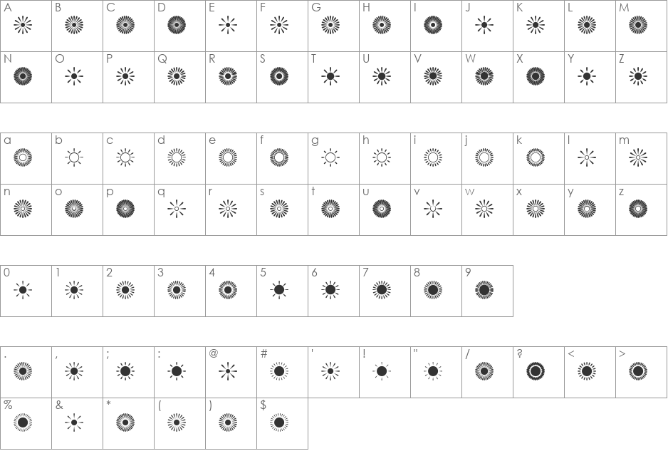 Nikkoo02 font character map preview