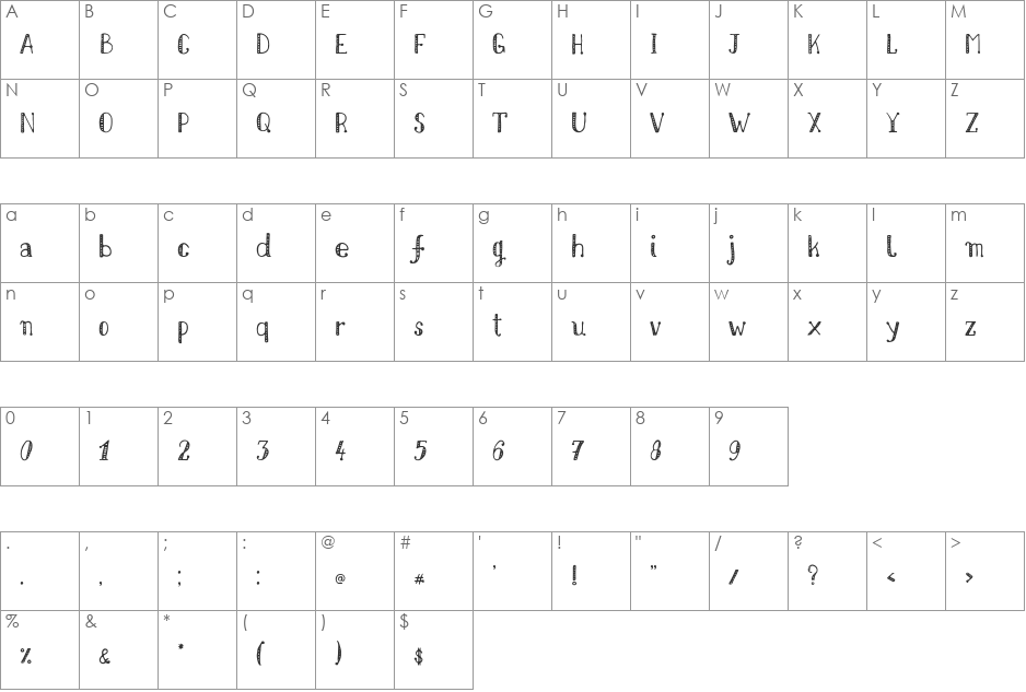 NikolaidisHand font character map preview