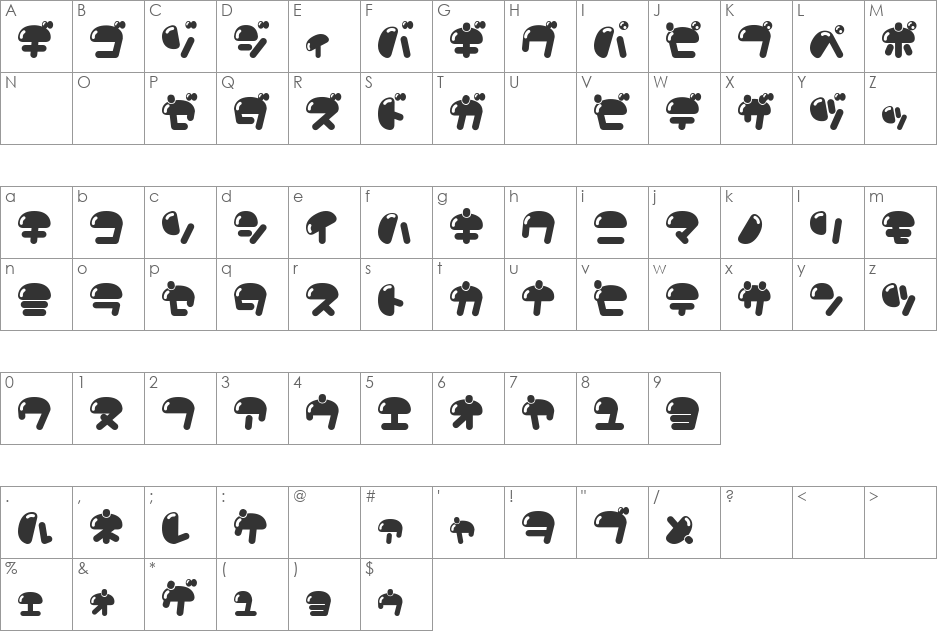 Nikukyu font character map preview