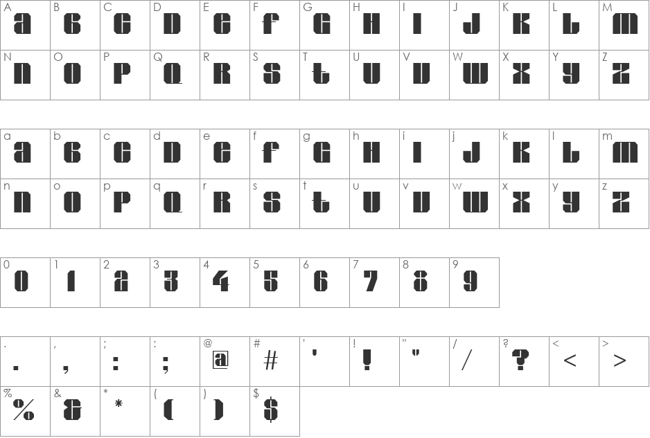 a_Glade font character map preview