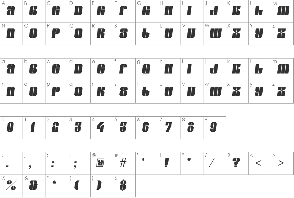 a_Glade font character map preview