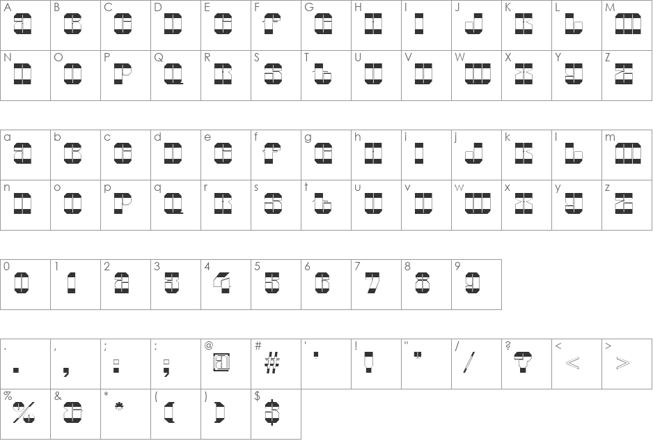 a_GladeB&W font character map preview