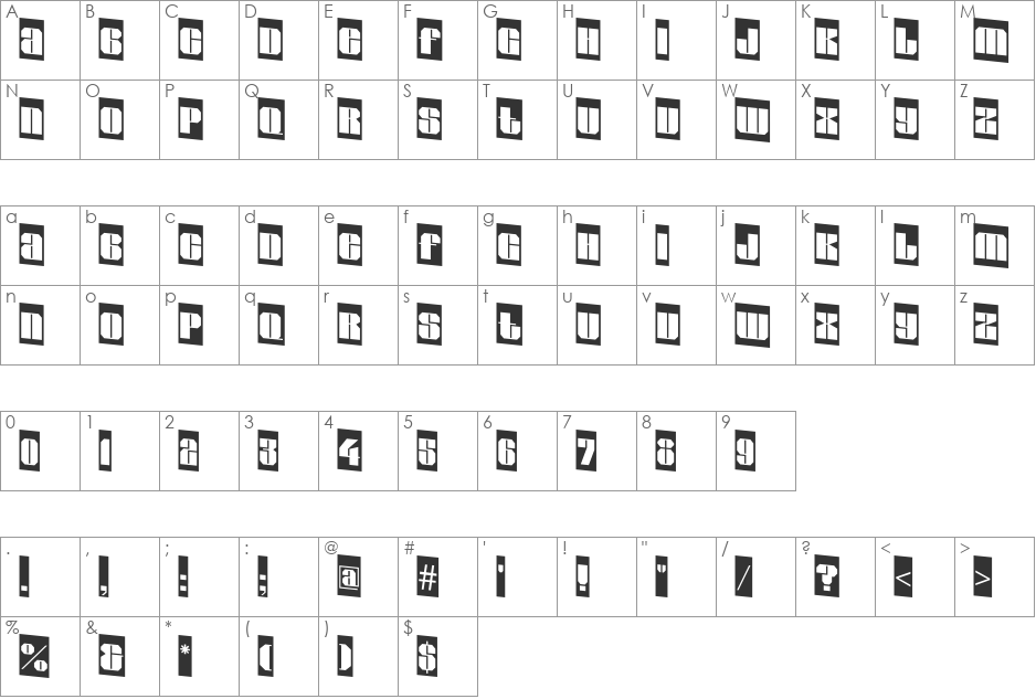 a_GladeCmDn font character map preview