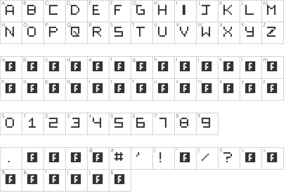ACTION FIFTY TWO font character map preview