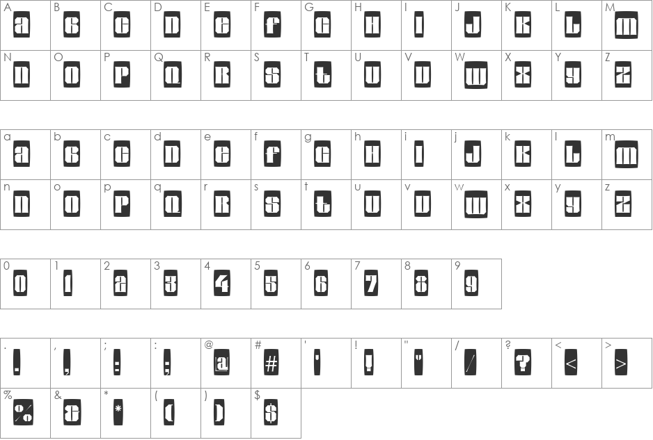 a_GladeCmFsh font character map preview