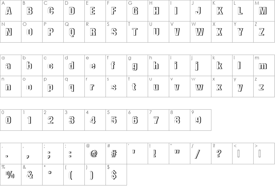 NimbusSanTBlaConRe1 font character map preview