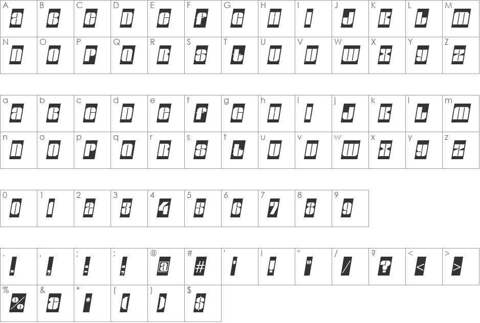 a_GladeCmSl font character map preview