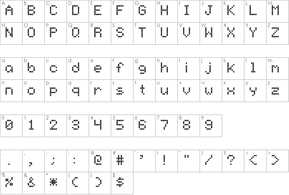 NinePin - DGL font character map preview