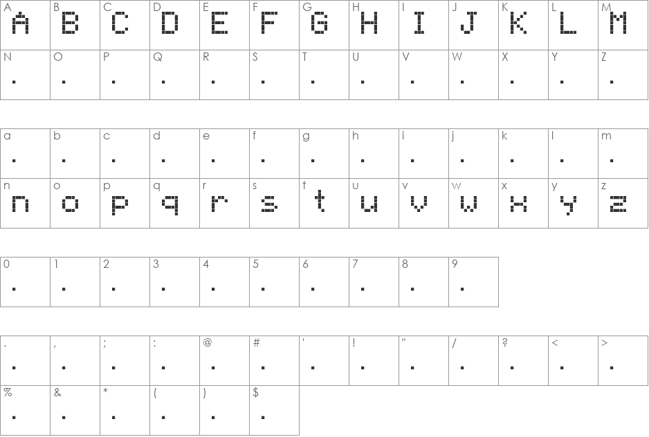 NinePin - DGNine font character map preview