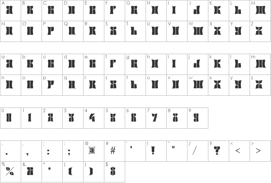 a_GladeCncv font character map preview