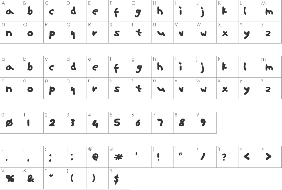 ninifont font character map preview