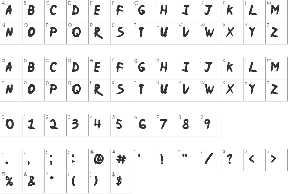 Ninja Naruto font character map preview