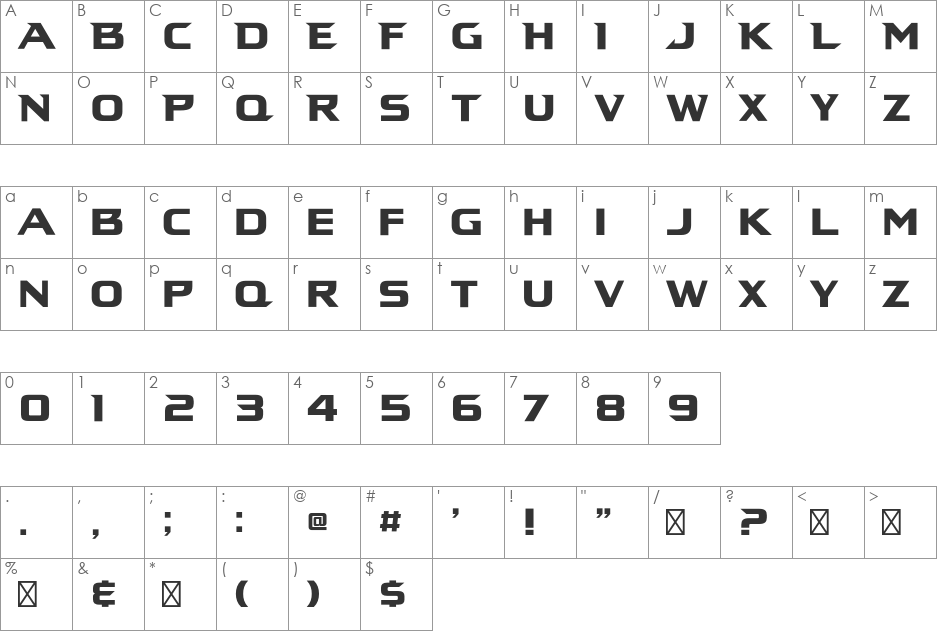 Ninja Turtles font character map preview