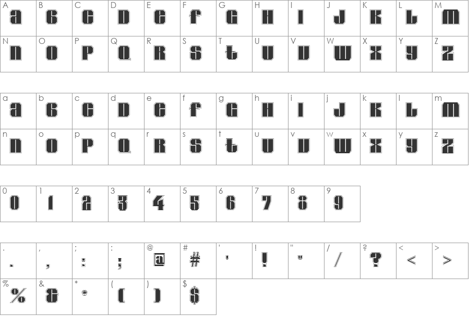 a_GladeGrv font character map preview