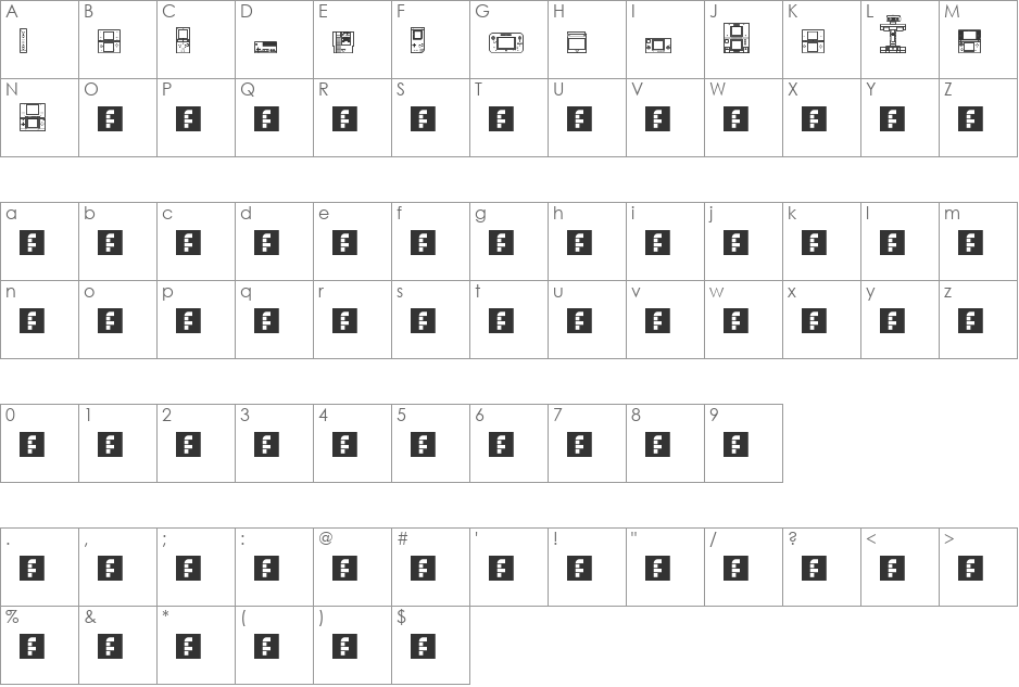 Nintendo Dingbats NBP font character map preview