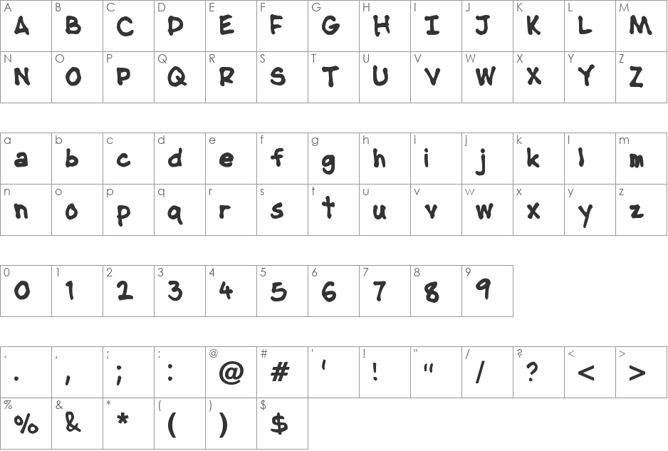 NipCen's Handwriting Bold font character map preview
