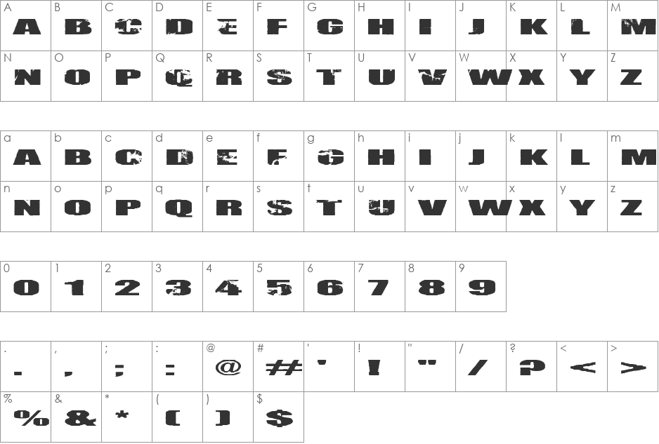 Nirhauma font character map preview