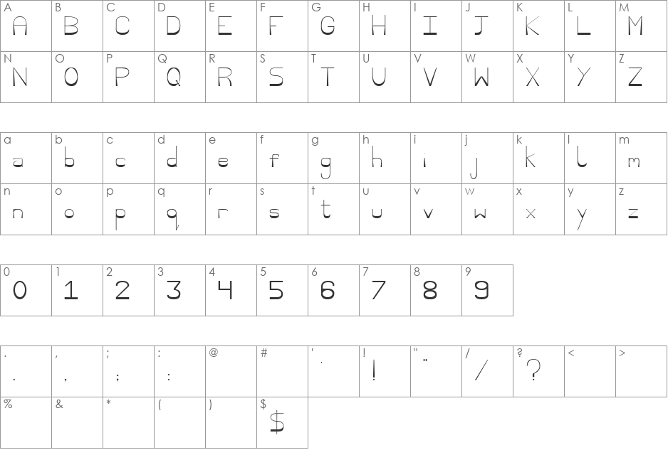 Nisaba font character map preview
