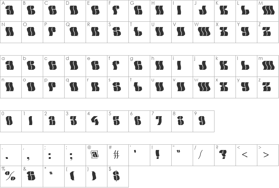 a_GladeWv font character map preview