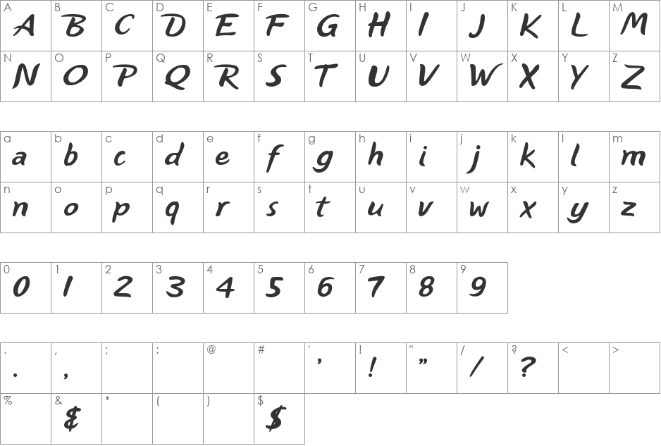 NiseBuschGardens 2 font character map preview