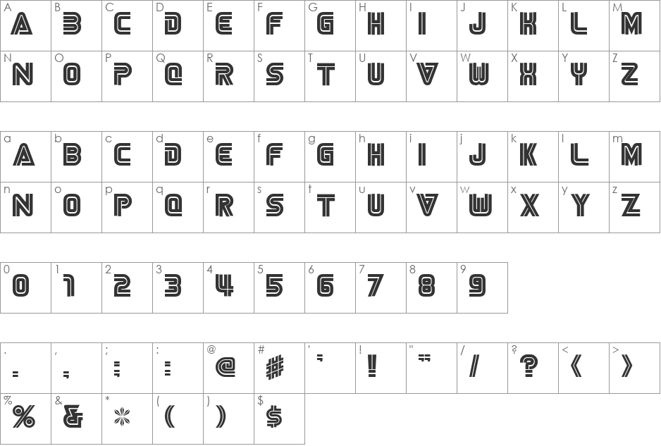 NiseSega Cyrillic font character map preview